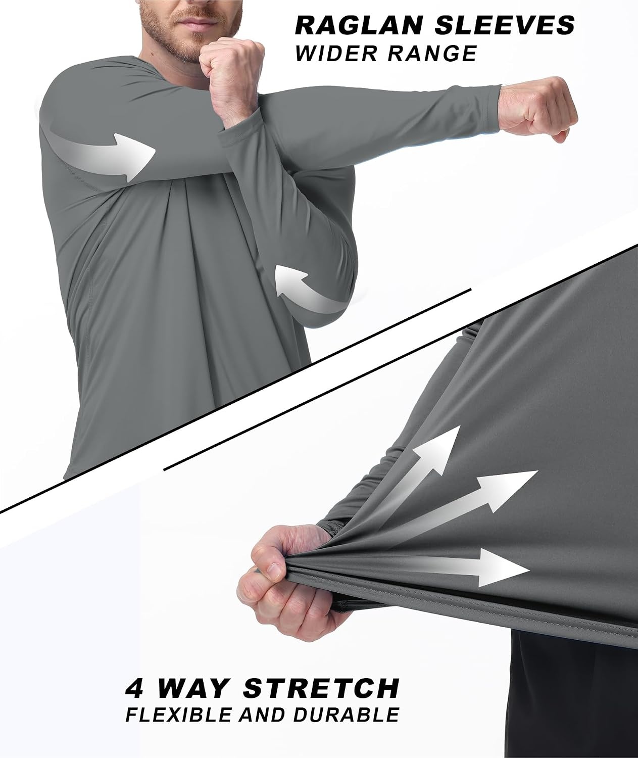 image:imageZITY Mens UPF 50 Sun Protection Shirts Long Sleeve Lightweight Rash GuardDark Grey