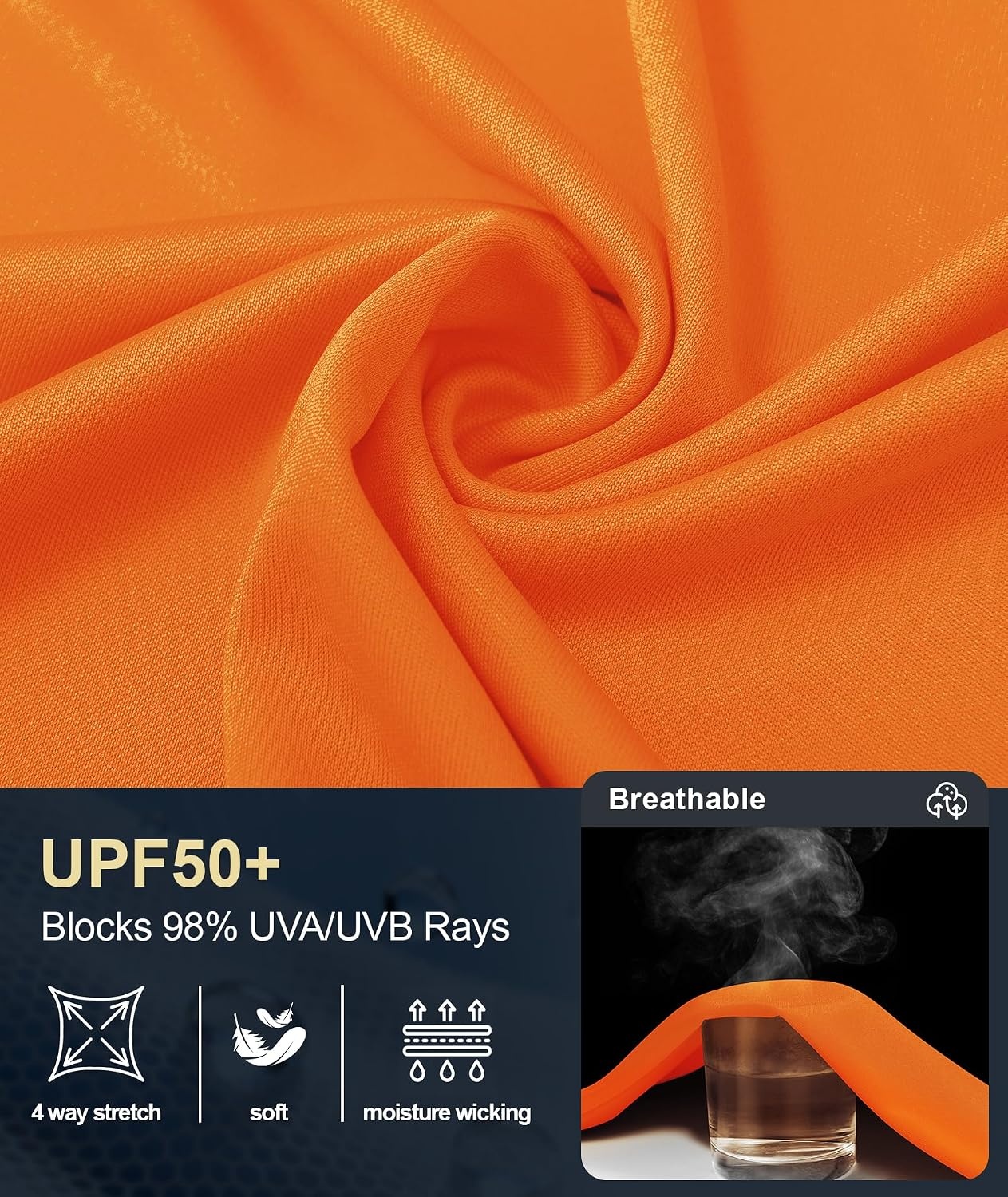 image:imageZITY Mens UPF 50 Sun Protection Shirts Long Sleeve Lightweight Rash GuardOrange