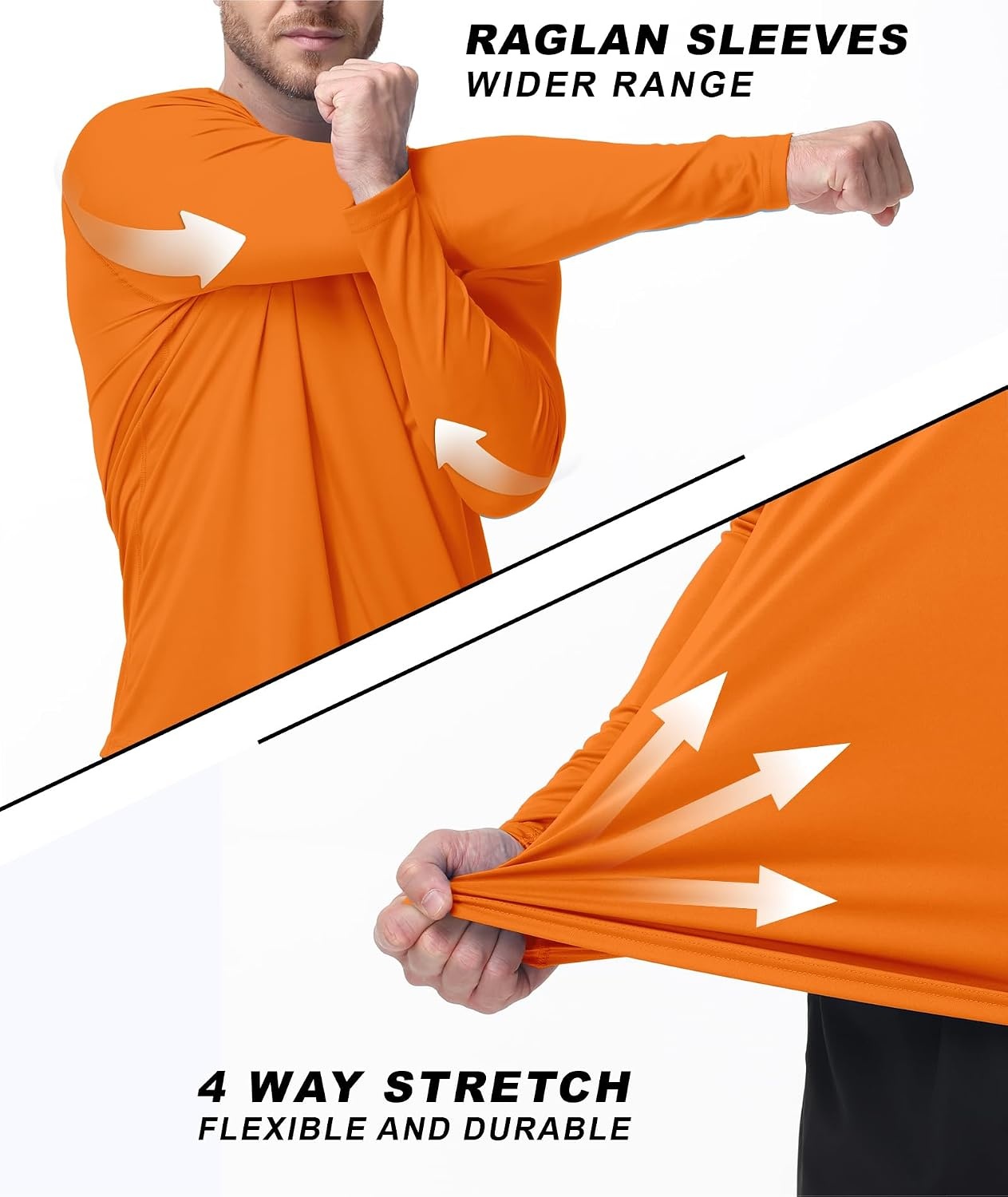 image:imageZITY Mens UPF 50 Sun Protection Shirts Long Sleeve Lightweight Rash GuardOrange