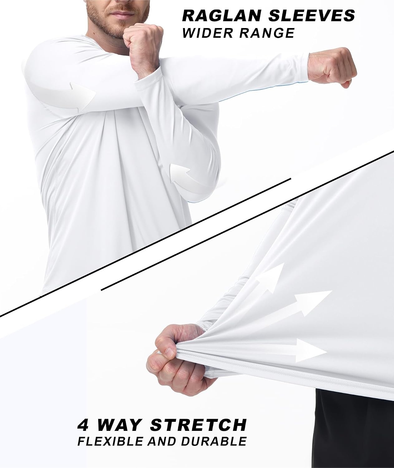 image:imageZITY Mens UPF 50 Sun Protection Shirts Long Sleeve Lightweight Rash GuardWhite