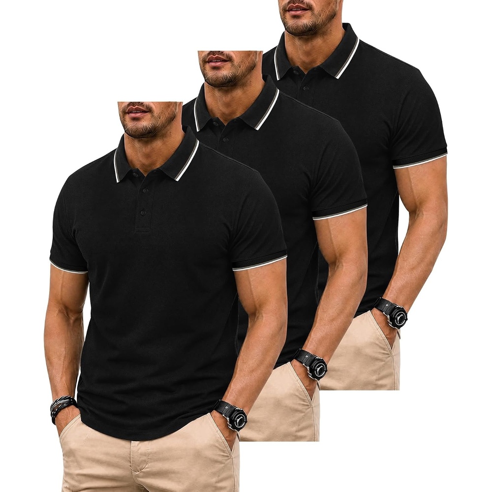 image:imageZITY 3 Pack Men Polo Shirts Short Sleeve Golf Shirts Casual TShirtsBlackblackblack