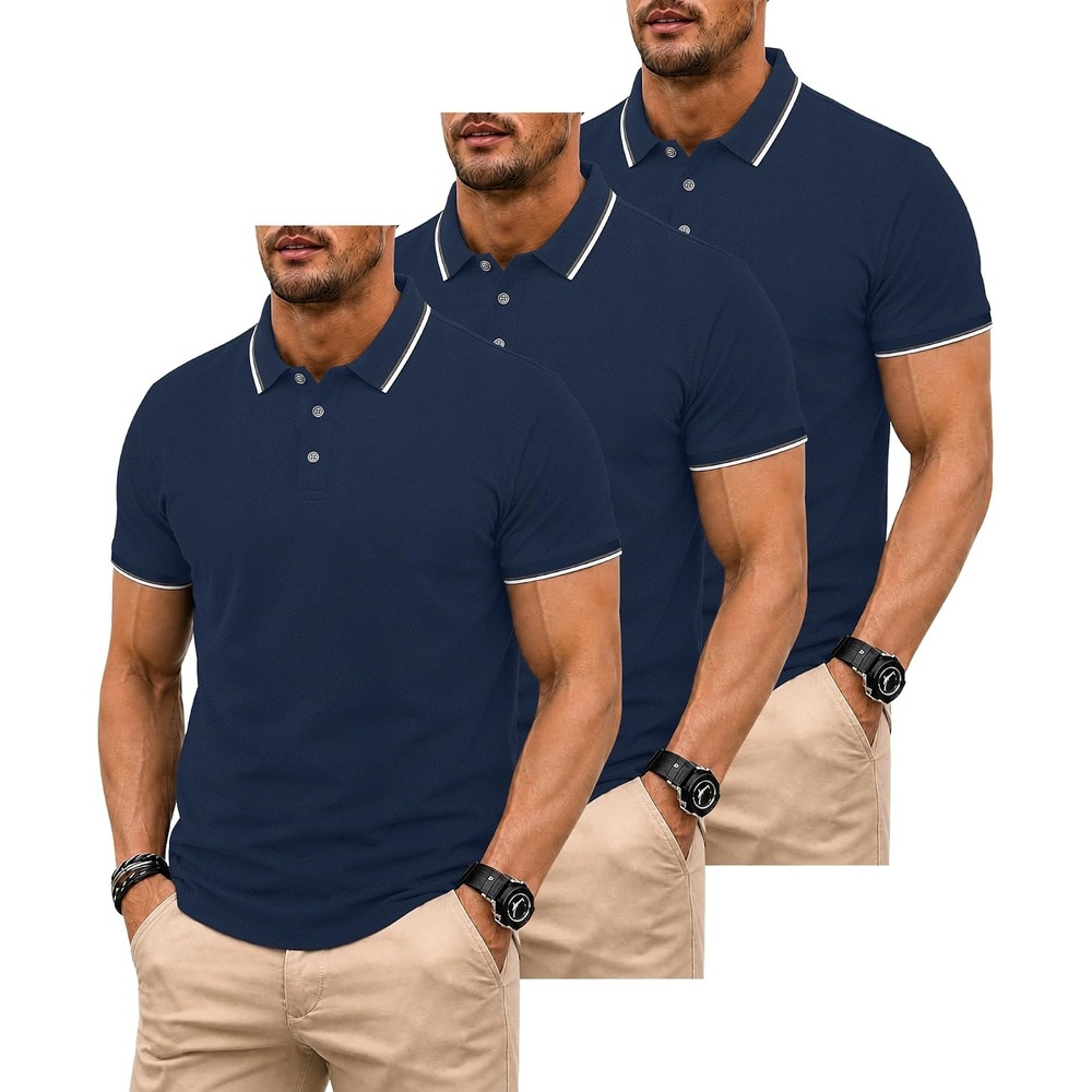 image:imageZITY 3 Pack Men Polo Shirts Short Sleeve Golf Shirts Casual TShirtsNavynavynavy