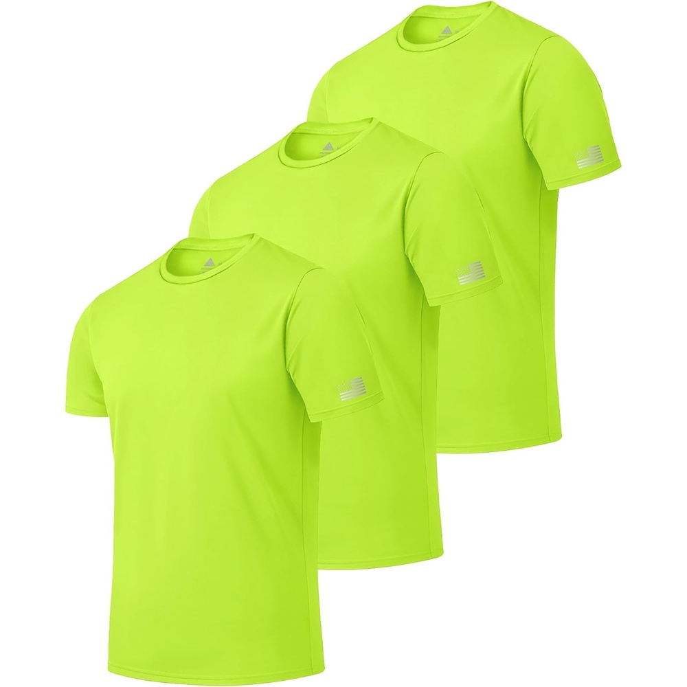 image:imageZITY 3 Pack Mens Swim Shirt UPF 50 Rash Guard Short Sleeve Sun Protection TShirts Fishing Beach Workout ShirtsFluorescent Green