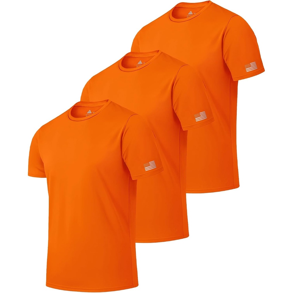 image:imageZITY 3 Pack Mens Swim Shirt UPF 50 Rash Guard Short Sleeve Sun Protection TShirts Fishing Beach Workout ShirtsOrange