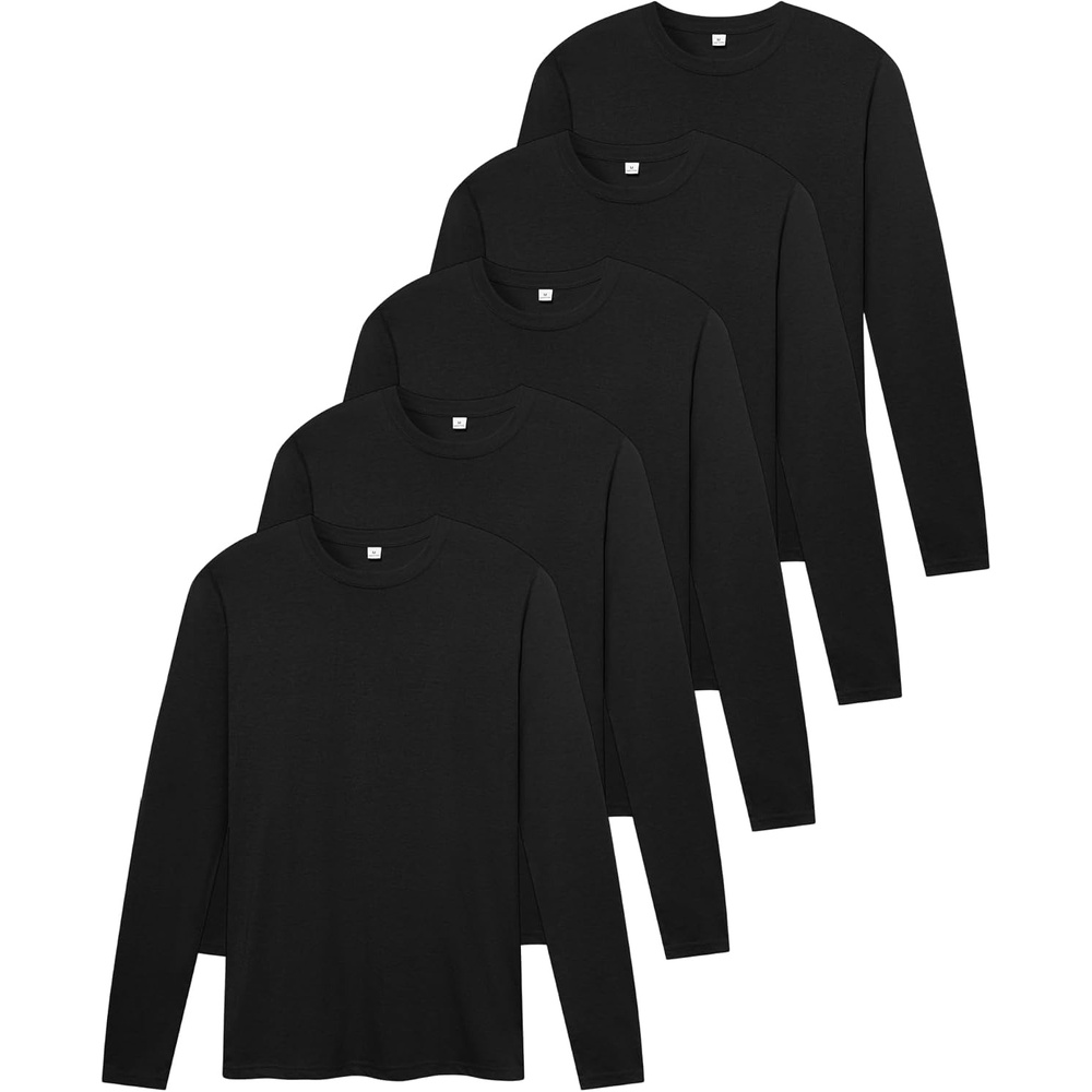 image:imageZITY 5 Pack Cotton Long Sleeve TShirt Crew Neck Basic Undershirts Soft Casual Breathable Shirts TopsBlack5