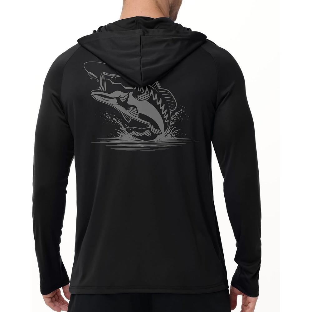 image:imageZITY Fishing Shirts for Men UPF 50 Long Sleeve Lightweight HoodieBlack