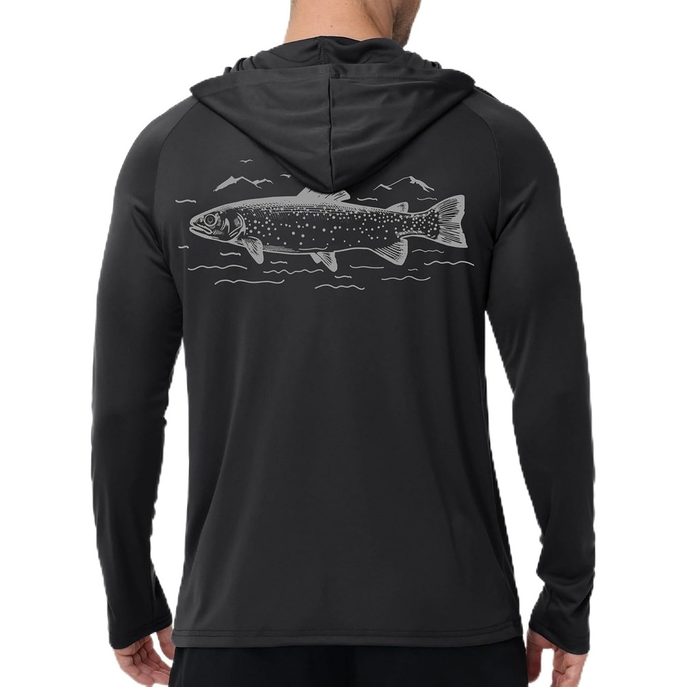 image:imageZITY Fishing Shirts for Men UPF 50 Long Sleeve Lightweight HoodieDark Grey