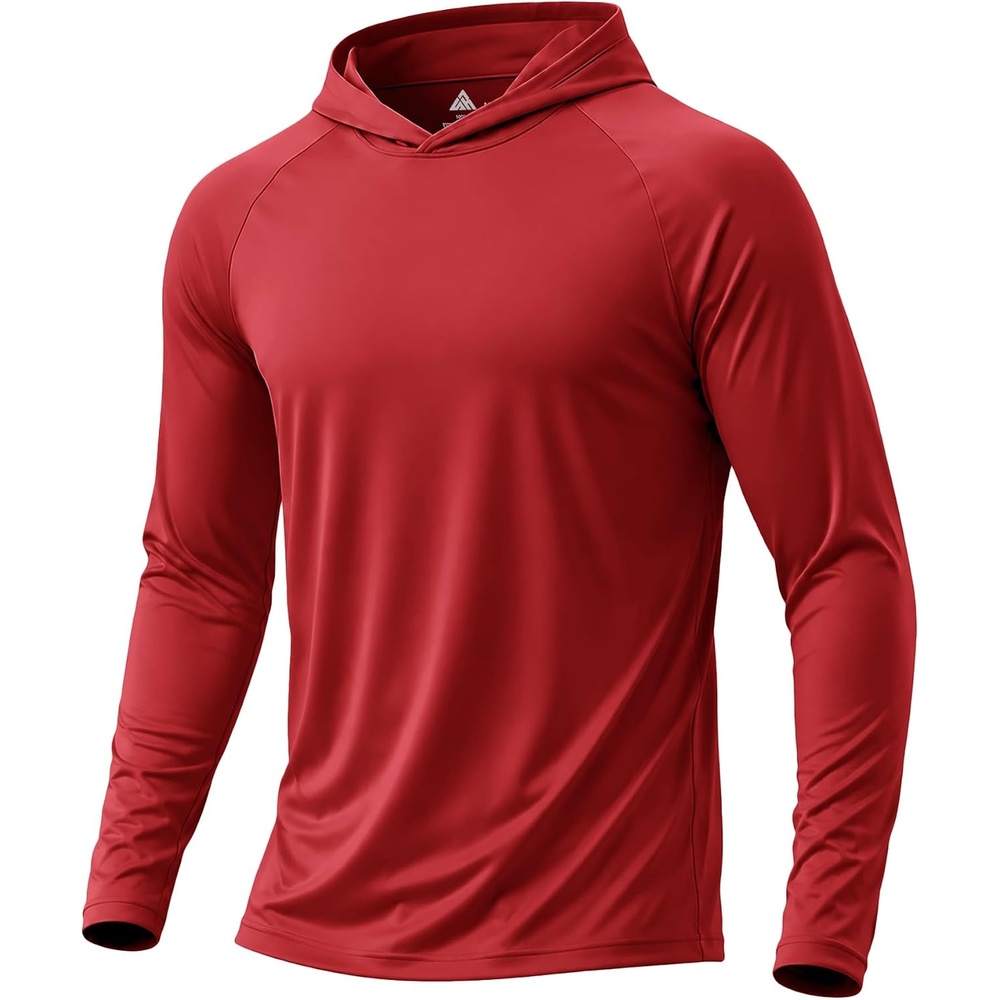 image:imageZITY Fishing Shirts for Men UPF 50 Long Sleeve Shirt Lightweight HoodiesDark Red