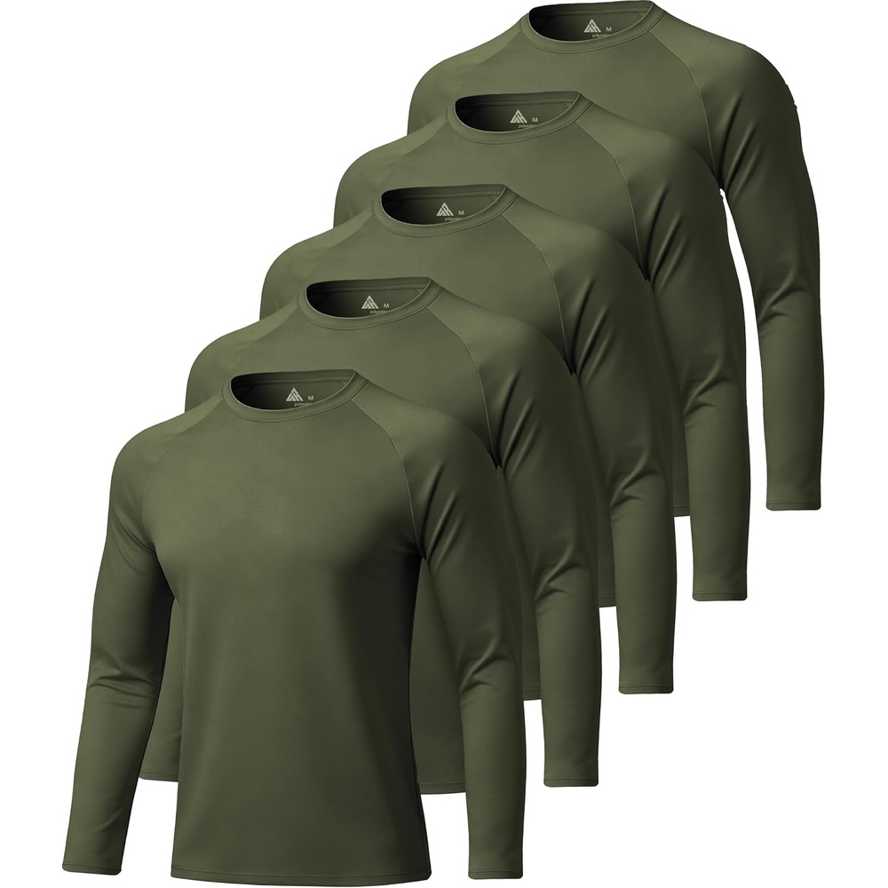 image:imageZITY Long Sleeve Shirts for Men UPF 50 Moisture Wicking Workout5 Packarmy Green5