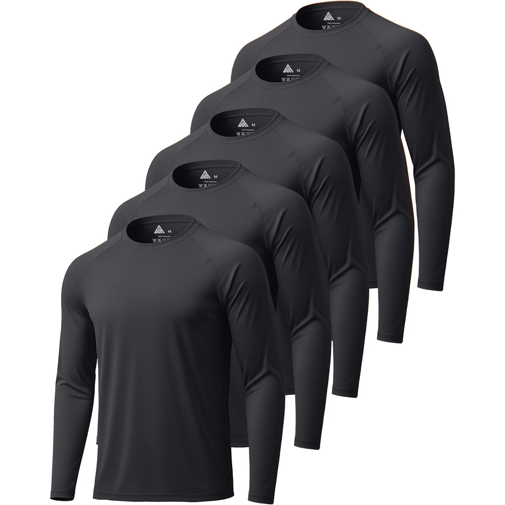 image:imageZITY Long Sleeve Shirts for Men UPF 50 Moisture Wicking Workout5 Packblack5