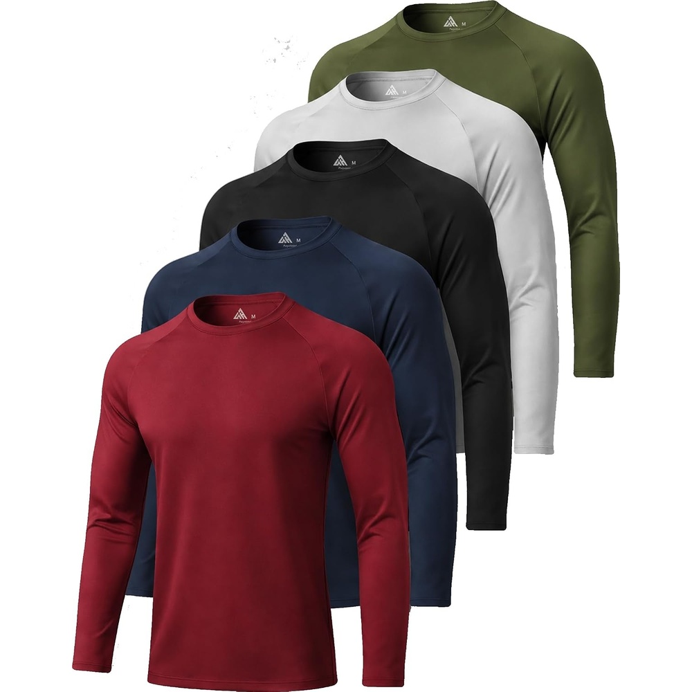 image:imageZITY Long Sleeve Shirts for Men UPF 50 Moisture Wicking Workout5 PackburgundyArmy GreenLight GreyDark BlueBlack