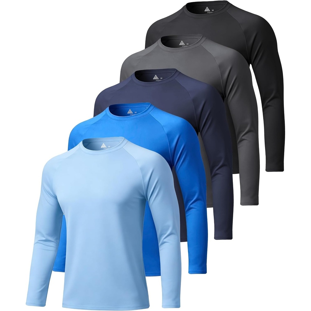 image:imageZITY Long Sleeve Shirts for Men UPF 50 Moisture Wicking Workout5 Packlight BlueSky BlueDark BlueDark GreyBlack