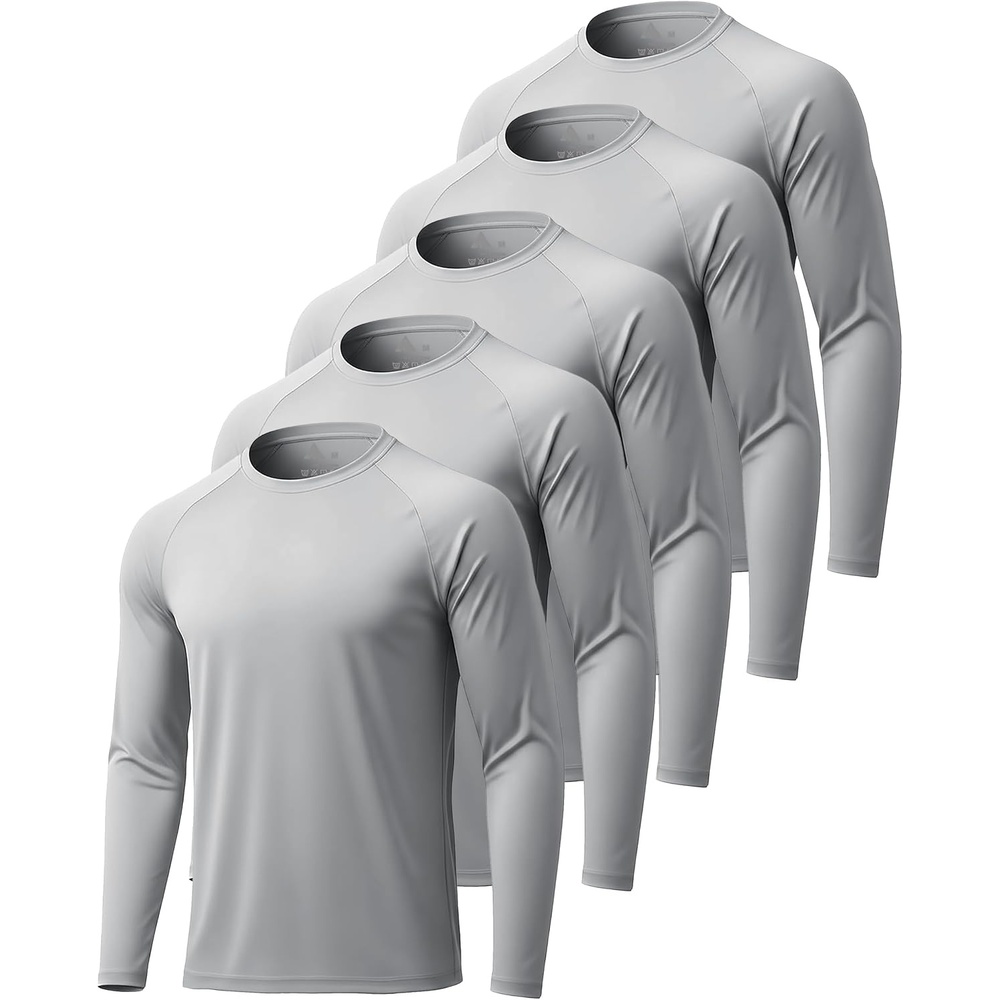 image:imageZITY Long Sleeve Shirts for Men UPF 50 Moisture Wicking Workout5 Packlight Grey5