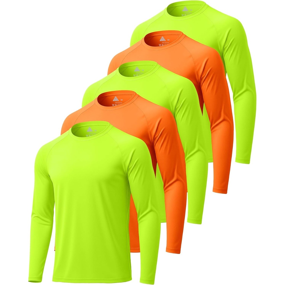 image:imageZITY Long Sleeve Shirts for Men UPF 50 Moisture Wicking Workout5 Packneon Green3Orange2