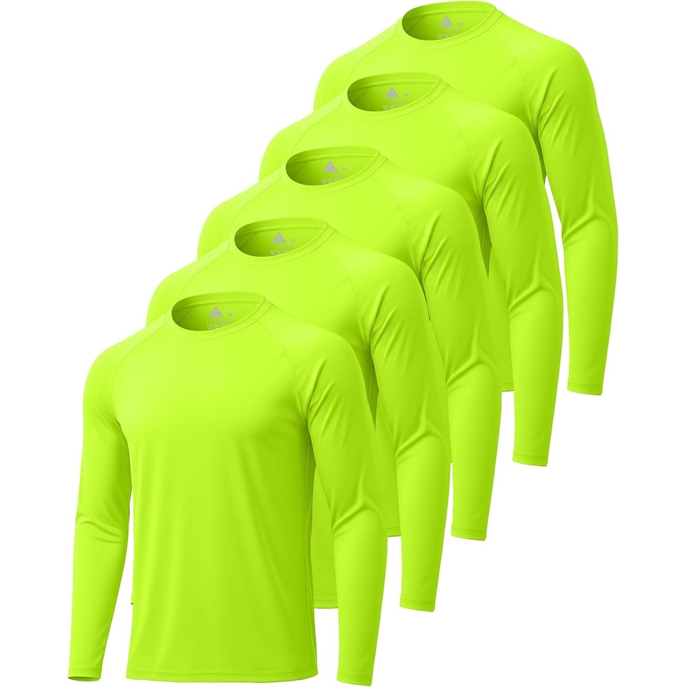 image:imageZITY Long Sleeve Shirts for Men UPF 50 Moisture Wicking Workout5 Packneon Green5