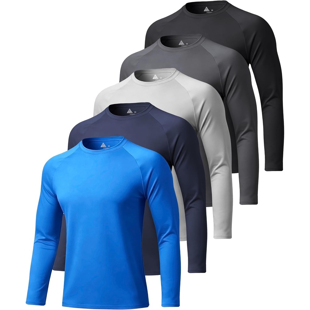 image:imageZITY Long Sleeve Shirts for Men UPF 50 Moisture Wicking Workout5 Packsky BlueLight GreyDark BlueBlackDark Grey