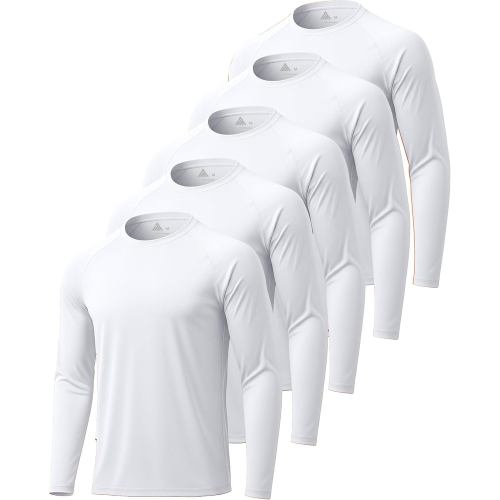 image:imageZITY Long Sleeve Shirts for Men UPF 50 Moisture Wicking Workout5 Packwhite5