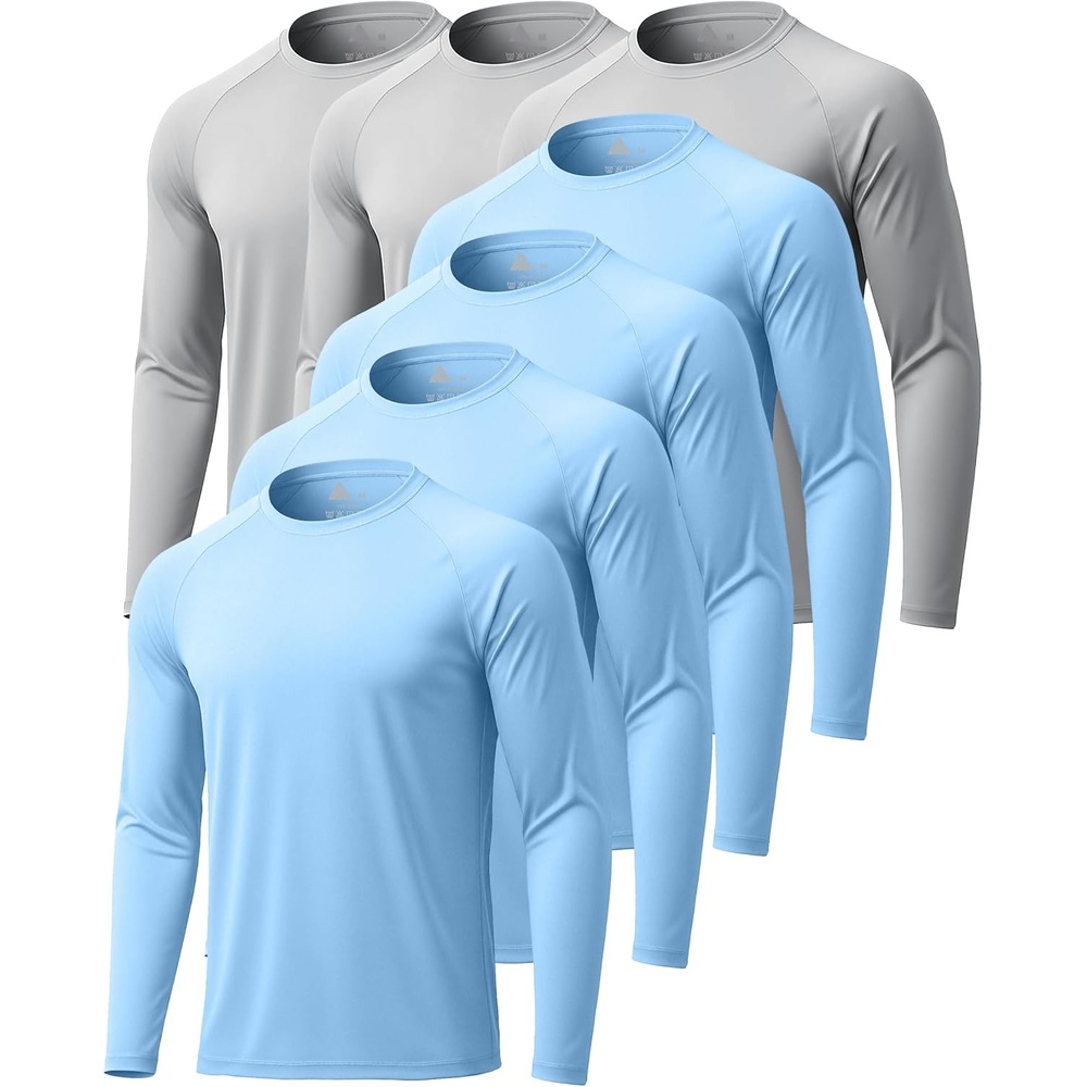 image:imageZITY Long Sleeve Shirts for Men UPF 50 Moisture Wicking Workout7 Packlight Grey3Light Blue4