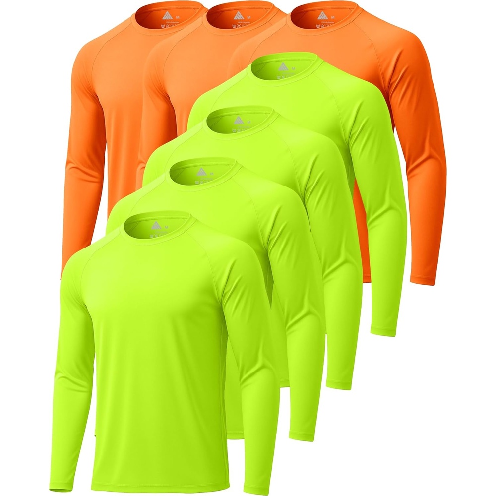 image:imageZITY Long Sleeve Shirts for Men UPF 50 Moisture Wicking Workout7 Packneon Green4Orange3