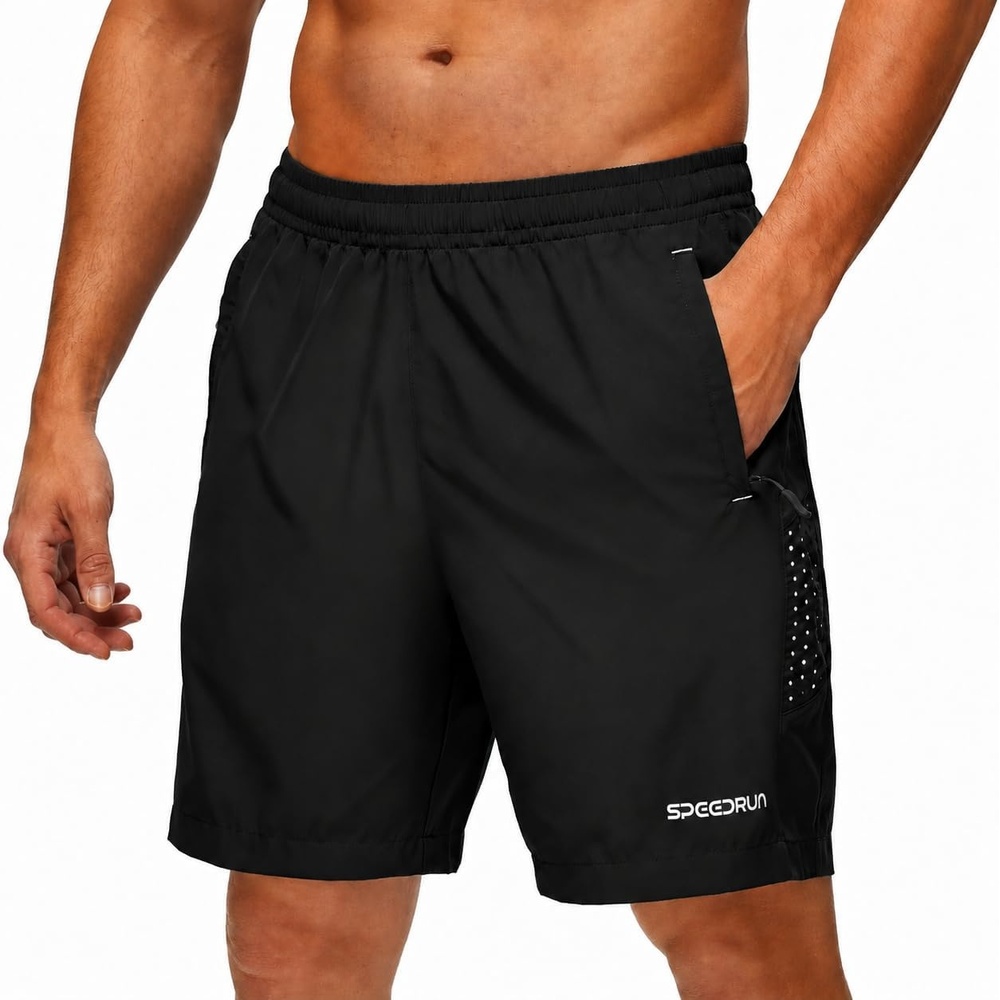 image:imageZITY Mens Athletic Running Shorts with Zipper PocketBlack