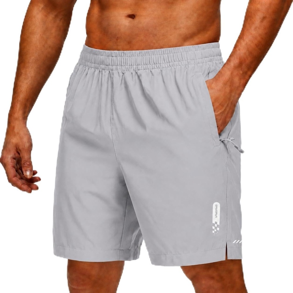 image:imageZITY Mens Athletic Running Shorts with Zipper PocketCloudgray1