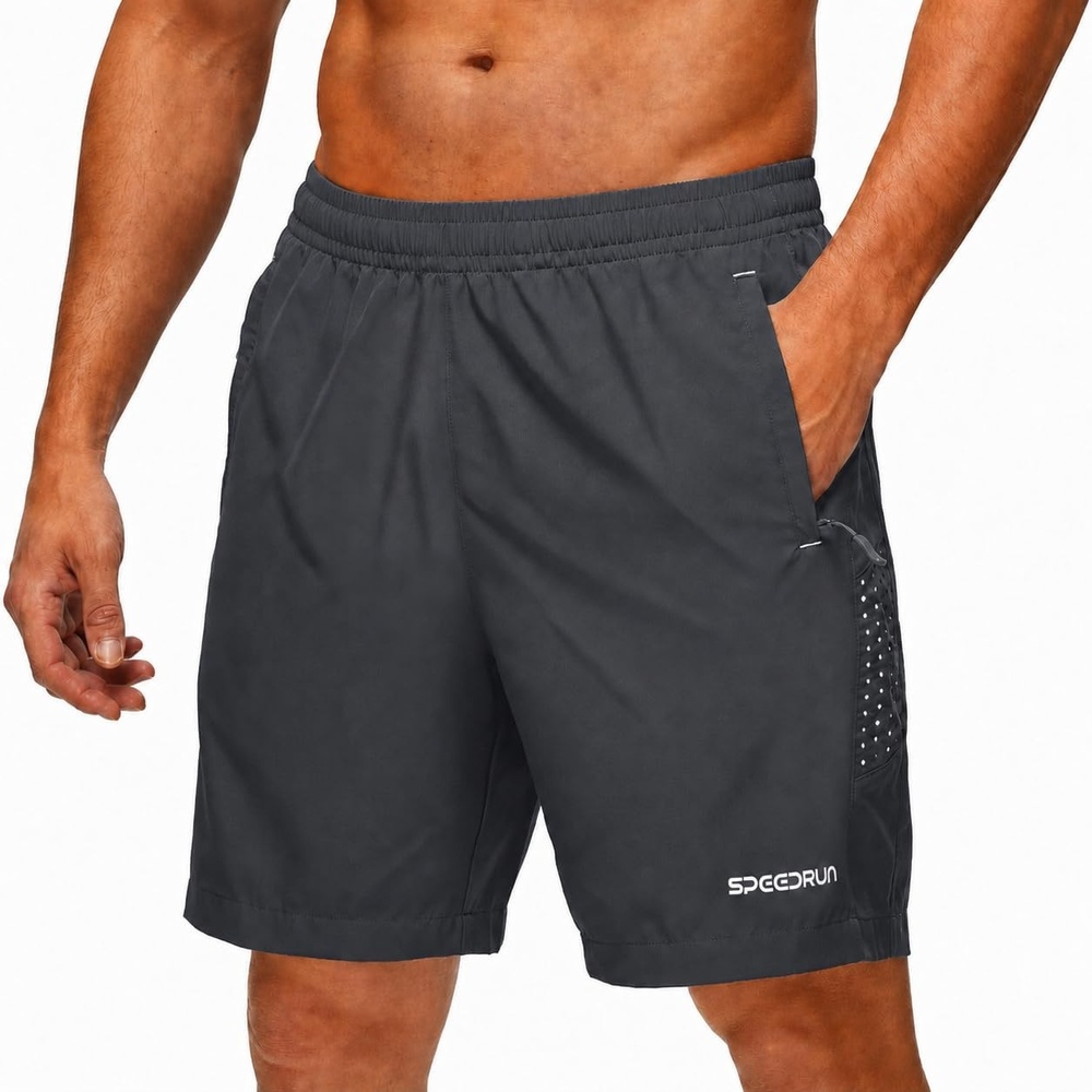 image:imageZITY Mens Athletic Running Shorts with Zipper PocketDark Grey