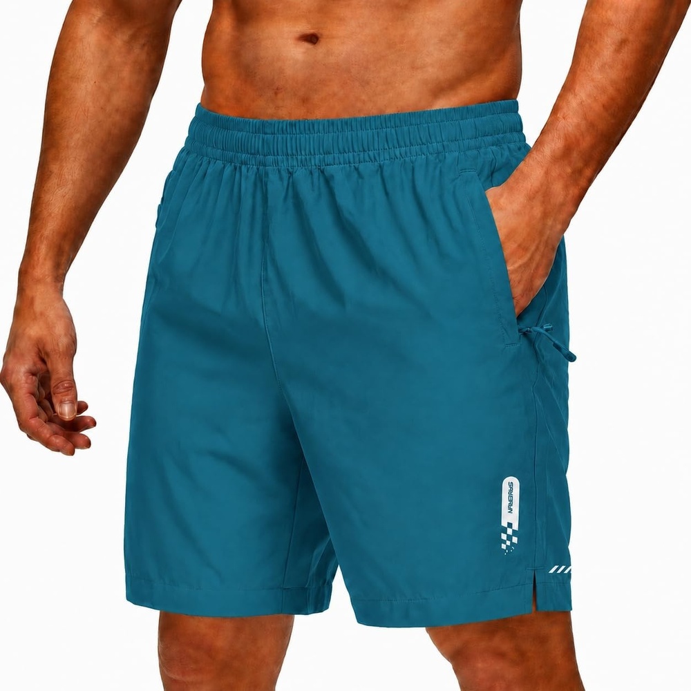 image:imageZITY Mens Athletic Running Shorts with Zipper PocketDusk Teal1