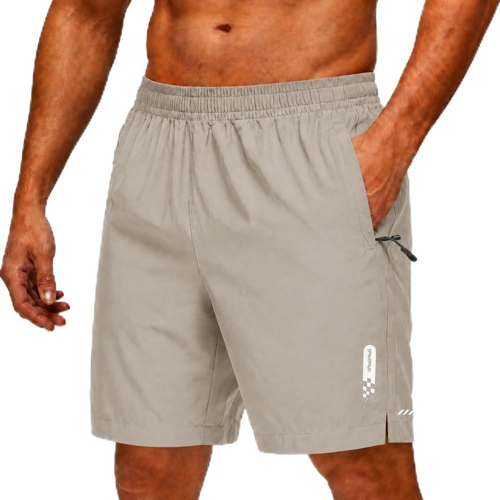 image:imageZITY Mens Athletic Running Shorts with Zipper PocketKhaki1
