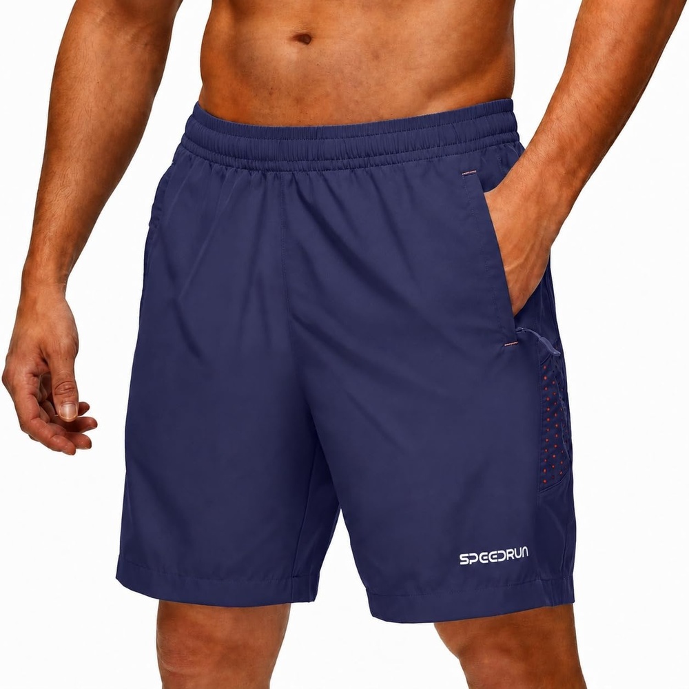 image:imageZITY Mens Athletic Running Shorts with Zipper PocketNavy