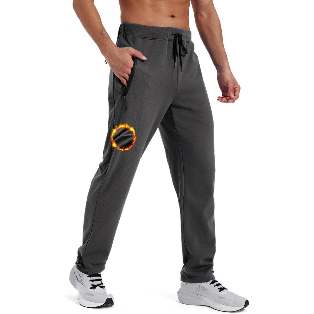 image:imageZITY Mens Fleece Joggers Warm Winter Sweatpants with Zipper PocketsDark Grey