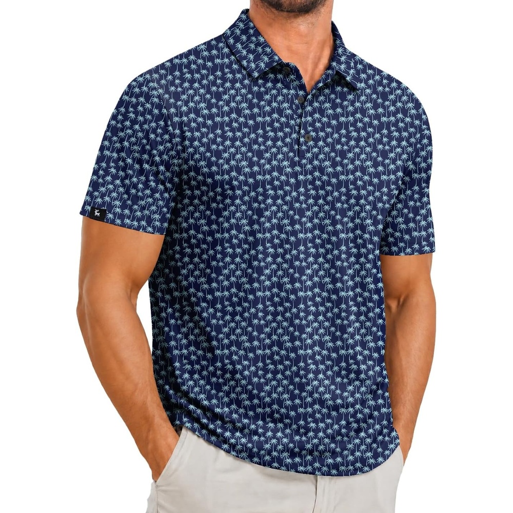 image:imageZITY Mens Golf Polo Shirts Short Sleeve Print Patterns Moisture WickingA Tibetan Palm Tree