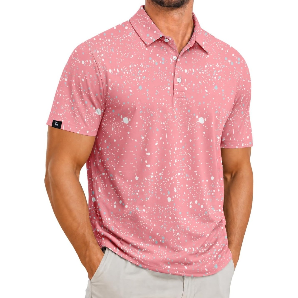 image:imageZITY Mens Golf Polo Shirts Short Sleeve Print Patterns Moisture WickingB Splashed Paint