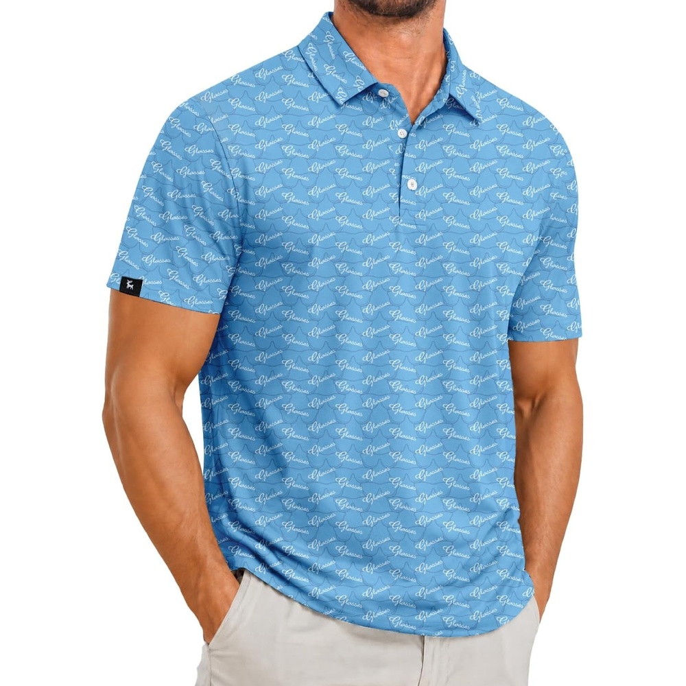image:imageZITY Mens Golf Polo Shirts Short Sleeve Print Patterns Moisture WickingBlue Characters