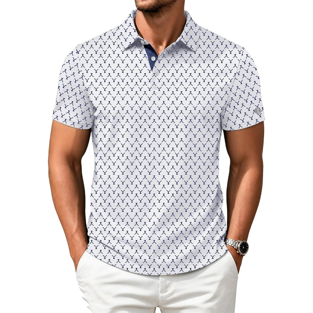 image:imageZITY Mens Golf Shirts Short Sleeve Print Moisture Wicking Polo ShirtWhite Wine Glass