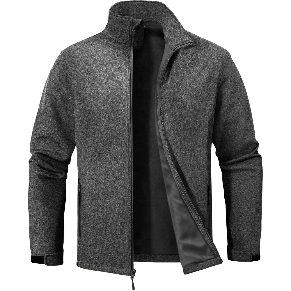 image:imageZITY Mens Lightweight Softshell Jacket Fleece Lined Waterproof WindbreakerHgrey