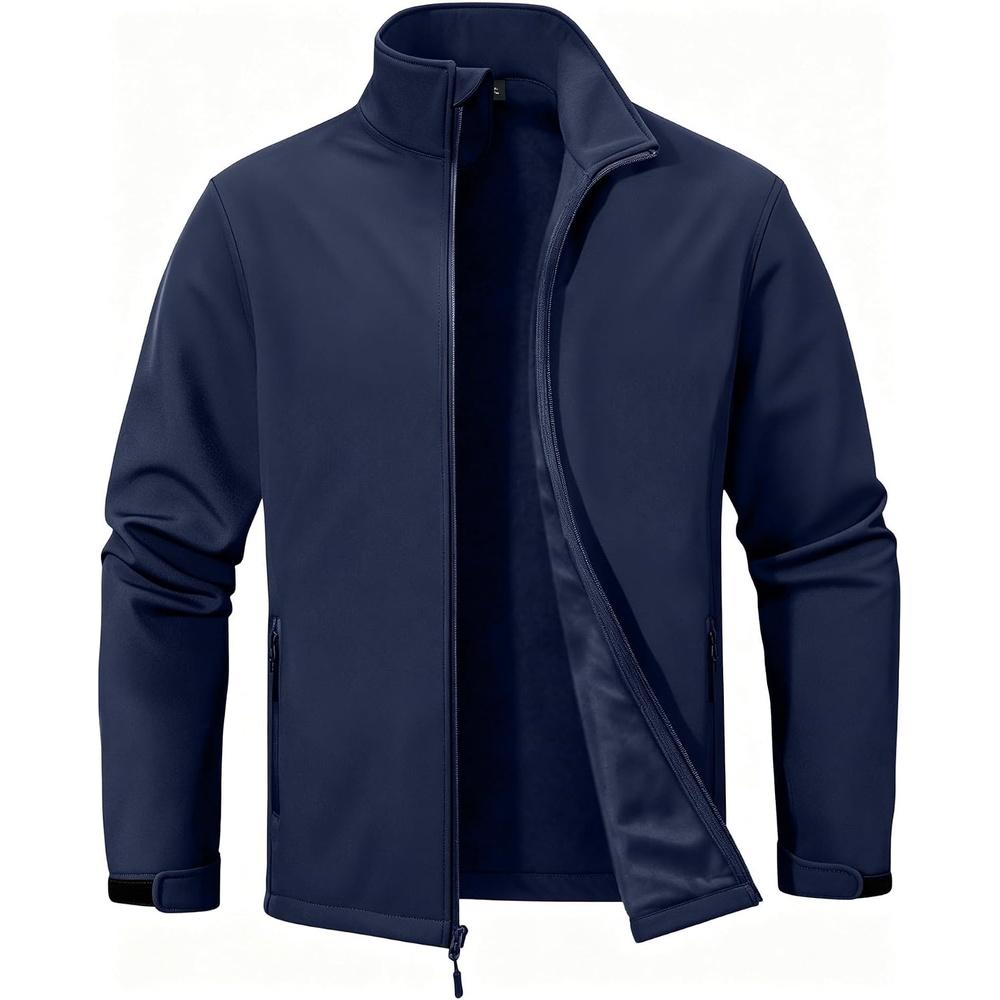 image:imageZITY Mens Lightweight Softshell Jacket Fleece Lined Waterproof WindbreakerNavy