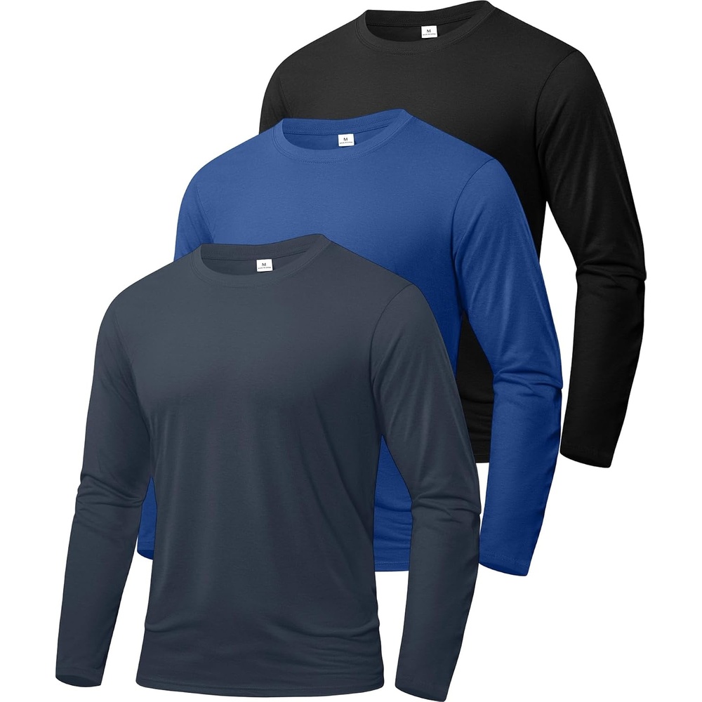 image:imageZITY Mens Long Sleeve Shirts Cotton Comfortable Undershirt for MenBlackBlueGrey