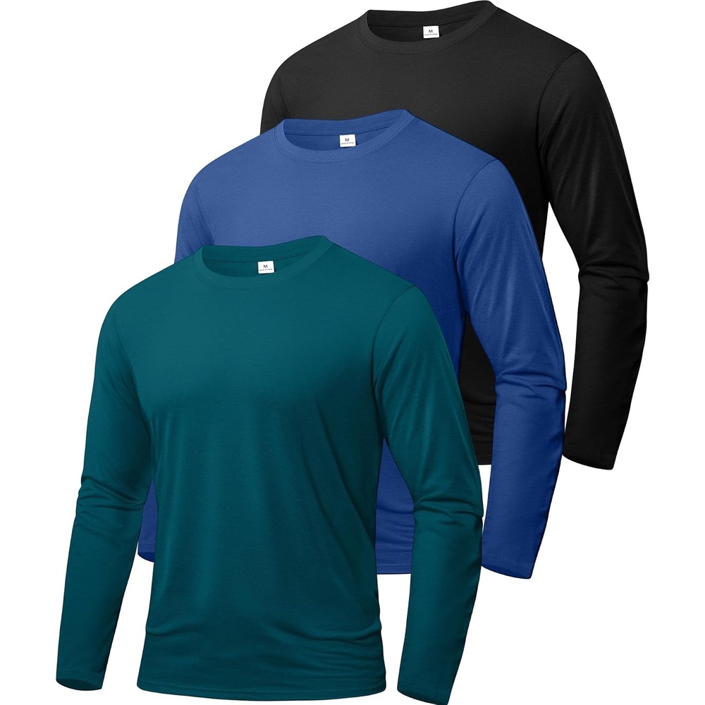 image:imageZITY Mens Long Sleeve Shirts Cotton Comfortable Undershirt for MenRoyalblueNavyDark Teal Blue