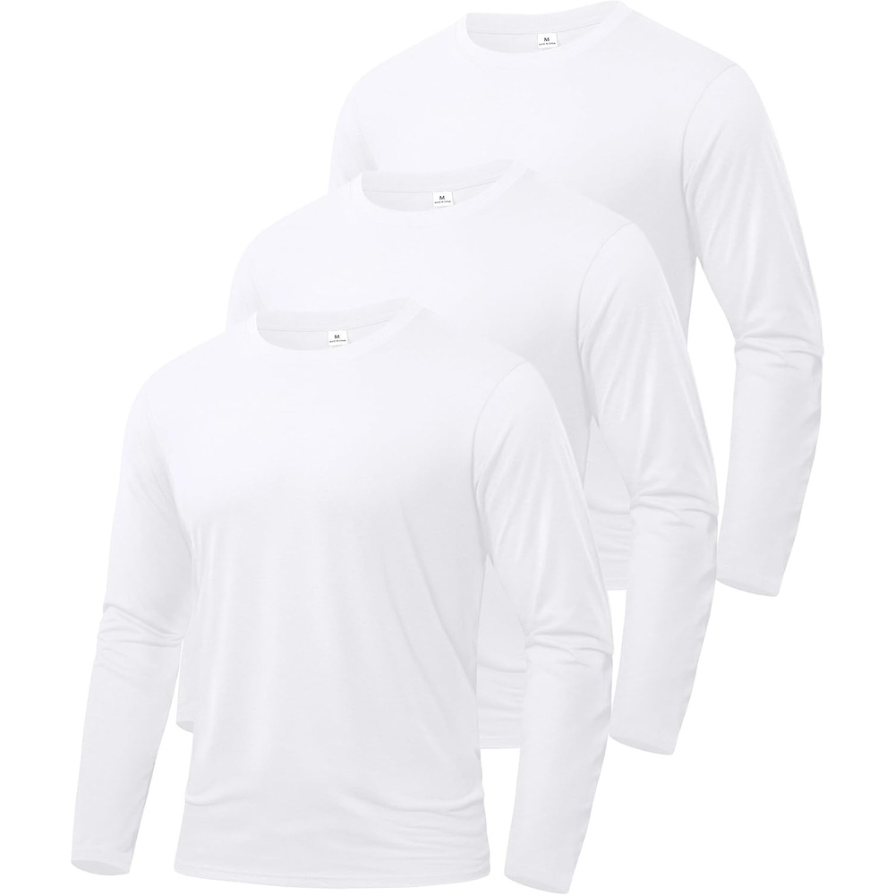 image:imageZITY Mens Long Sleeve Shirts Cotton Comfortable Undershirt for MenWhiteWhiteWhite