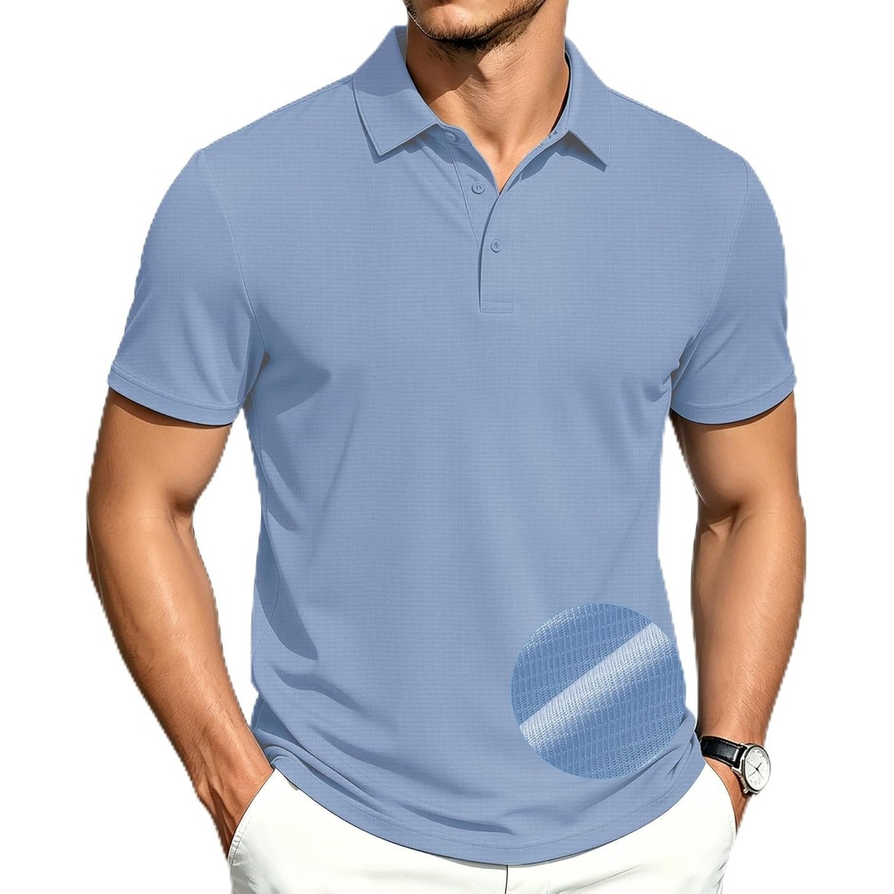 image:imageZITY Mens Polo Shirts Short Sleeve Performance Moisture Wicking Golf ShirtSky Blue