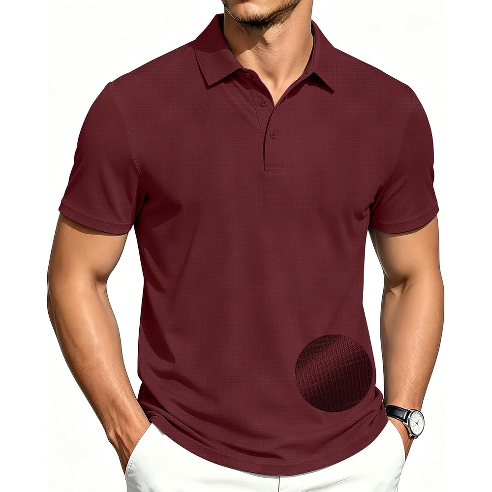 image:imageZITY Mens Polo Shirts Short Sleeve Performance Moisture Wicking Golf ShirtWine Red