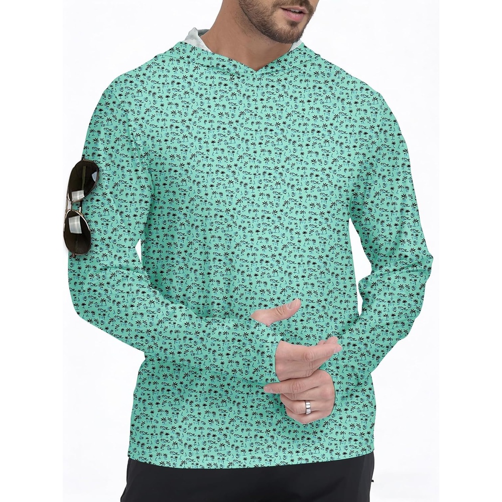 image:imageZITY Mens Sun Protection Printd Shirts Long Sleeve Rash Guard HoodiesFull Green Tree