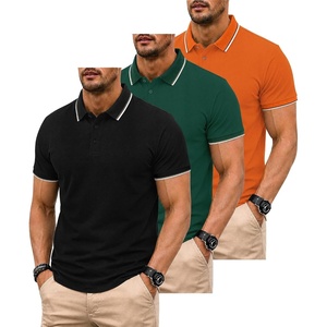 ZITY 3 Pack Men Polo Shirts Short Sleeve Golf Shirts Casual T-Shirts(Black+forest Green+dark Orange)