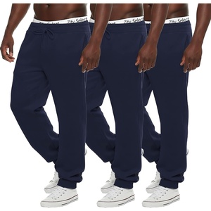 ZITY 3 Pack Men’s Fleece Jogger Sweatpants with Pockets and Drawstring Athletic Active Workout Gym Sweat Pants Running Pants(Navy*3)