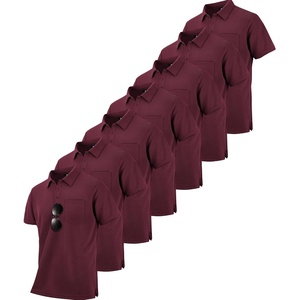 ZITY 7 Pack Mens Polo Shirts with Pocket Moisture Wicking Short Sleeve Outdoor Golf Athletic Work Multipack Shirts(Z-wine Red)