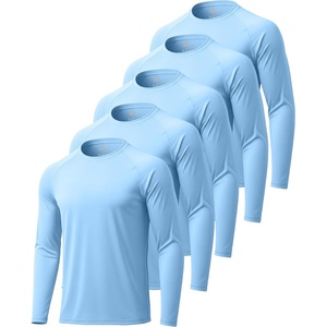 ZITY Long Sleeve Shirts for Men UPF 50+ Moisture Wicking Workout(5 Pack-light Blue*5)