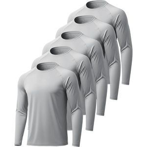 ZITY Long Sleeve Shirts for Men UPF 50+ Moisture Wicking Workout(5 Pack-light Grey*5)
