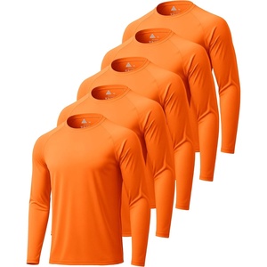 ZITY Long Sleeve Shirts for Men UPF 50+ Moisture Wicking Workout(5 Pack-orange*5)