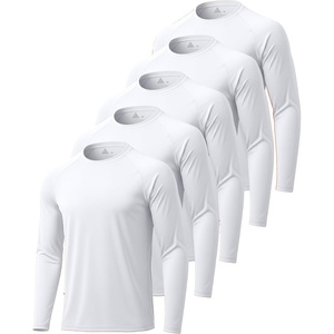 ZITY Long Sleeve Shirts for Men UPF 50+ Moisture Wicking Workout(5 Pack-white*5)