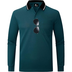 ZITY Men Polo Shirts Long Sleeve with Pocket Golf Shirts(Z Dark Blue)